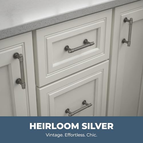 Franklin Brass Francisco (10-Pack) Cabinet Handles 3" Hole Center Vintage Pulls | Heirloom Silver Hardware Kitchen Door, Drawers, Dressers, Furniture P29520K-904-B