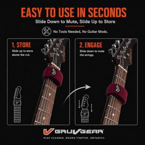 Gruv Gear Fret Wrap & Guitar Mute, Fretwrap for Acoustic, Electric & Bass | String Dampener Recording, Tapping & Practice Accessory (1 Pack, Extra Large Burgundy, Fits 7-12 String Bass, Extended