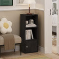 Furinno LUDER Book Shelf, 3-Tier Modern Bookshelf, Bookcase with 1 Door Storage Cabinet, 9.3 x 12 x 31.5, for Living Room, Bedroom, Home Office, Darkwood