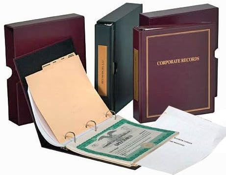Corporate kit ThriftKit Combo (LLC): Binder, Slipcase, Stock Certificates, Index Tabs- Burgundy Binder