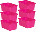 Teacher Created Resources Pink Small Plastic Storage Bin, Pack of 6