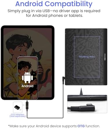 DIGIDRAW Drawing Tablet T410 6x4 Inch,16384 Levels Battery-Free Stylus