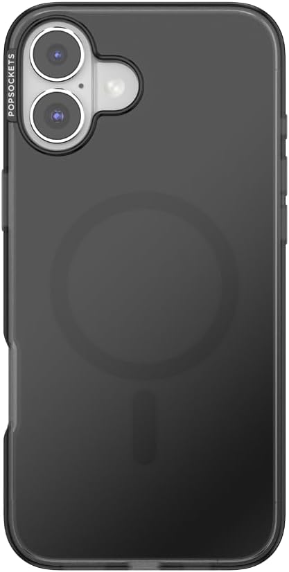 PopSockets iPhone 16 Plus Phone Case with MagSafe- Black Translucent | Magnetic, Wireless Charging, Camera & Drop Protection, Black, Electronic Accessories, For iPad/Kindle/iPhone/Android