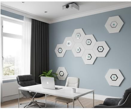 Decorative Wall Acoustic Panel. 12 x 10 x 0.4 inches with an artisan mirror design (Floral-Blue)