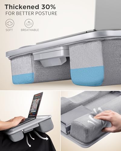 SAIJI Lap Desk with LED Light, Portable Laptop Tray with Cushion