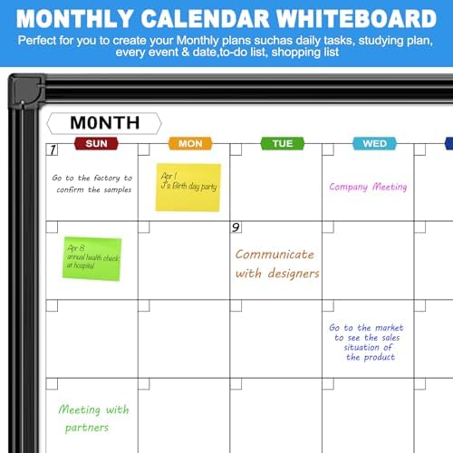 Calendar Whiteboard for Wall 48" x 36", 4 Month Dry Erase Calendar
