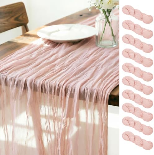 Pink Cheesecloth Table Runner Fall Boho Wedding Birthday Home Decor