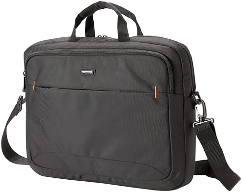 Amazon Basics Laptop Carrying Case with Shoulder Strap, 17.3 in, Black, Travel Business Briefcase, 10-Pack
