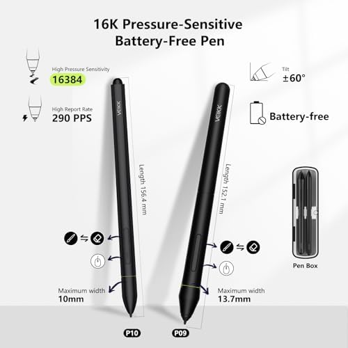 VEIKK Studio 16 Drawing Tablet with Screen 15.6" Digital Drawing Pad Full-Laminated Screen with 16384 Levels Battery Free Pen and Adjustable Stand (125% sRGB)