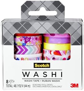 Scotch Expressions Washi Tape, 8 Rolls, Assorted Sizes & Colors