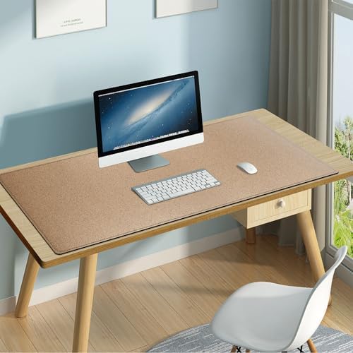 Mydours 48" x 20" XL Large Desk Mat - PU Leather Full Desk Mouse Pad, Brown