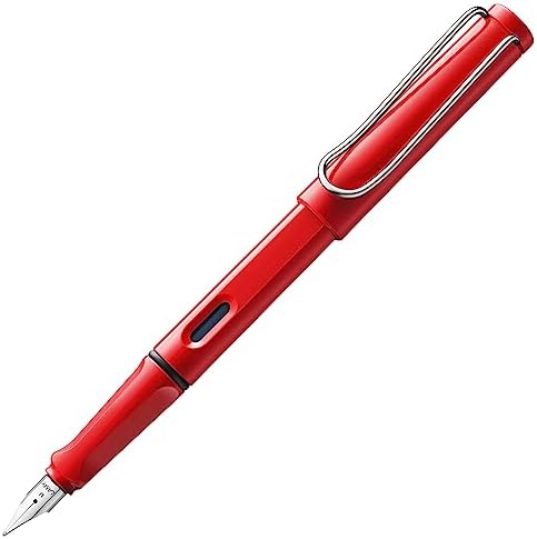 LAMY safari red - Fountain Pen with ergonomic grip & polished steel nib in size M - ideal for any Writing & Calligraphy - including LAMY T 10 blue cartridge - Right-Handed