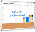 Weekly Dry Erase Calendar Whiteboard for Wall, 24" x 18" Cork Week Planner