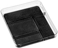 madesmart Clear 4 Compartment Drawer Organizer, Carbon