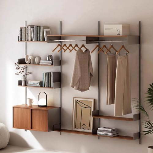 Rygcrud DIY Home Office Bookcase, 3 Tier Book Shelves with Storage Cabinet, Wall Mount Open Display Closet System for Bedroom Clothing Organizer Storage(78.7x70.9in)