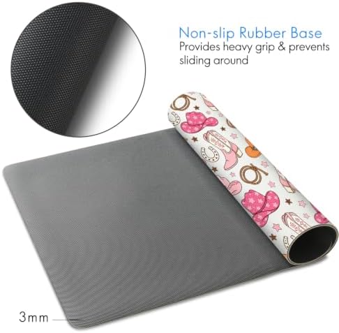 Pink Western Cowgirl Boots Desk Mat Large Gaming Mouse Pad
