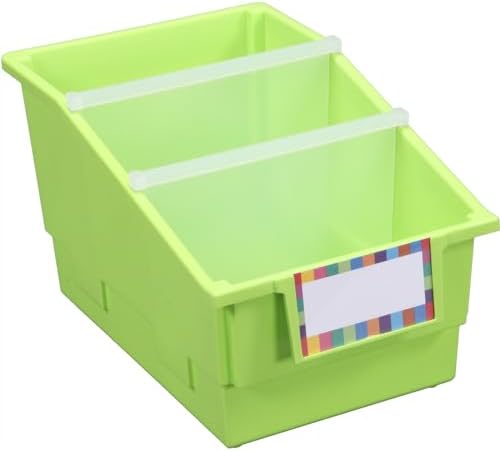 Really Good Stuff Neon Green Chapter Book Library Bins with Dividers