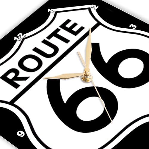 3dRose DPP_110012_2 Route 66, Black and White Wall Clock, 13 by 13-Inch