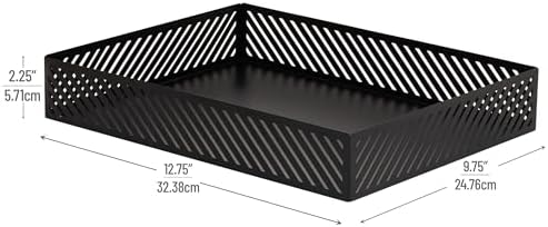 Mind Reader Metal Letter Size Paper Tray, Desktop Document Organizer with Non-Slip Pads, Office Desk Accessory Tray, Metal, Black