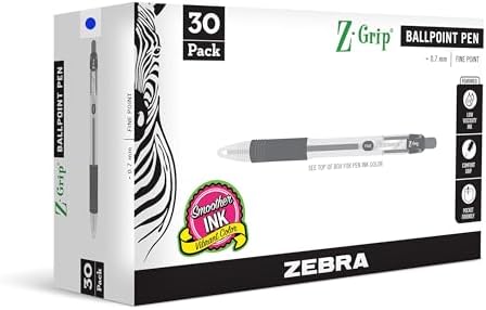 Zebra Pen Z-Grip Retractable Ballpoint Pen, Blue Ink, 0.7mm, 30 Bulk-Pack