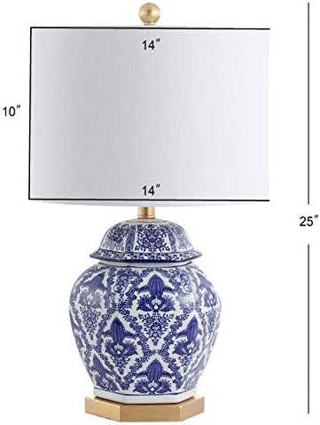 JONATHAN Y Gretchen 25" Ginger Jar Ceramic LED Table Lamp, Blue/White