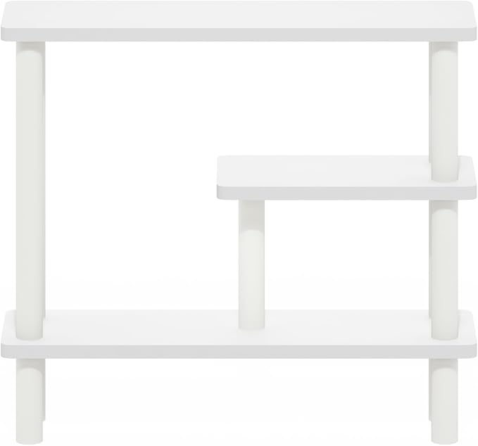 Furinno TURN-N-TUBE Bathroom Storage Shelf, 3-Tier Narrow Storage Rack, Space Saving Shelf, for Bathroom, Living Room, Entryway, White