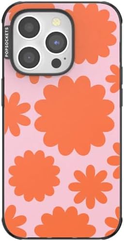 PopSockets iPhone 14 Pro Phone Case with MagSafe- Floating Florals | Magnetic, Wireless Charging, Camera & Drop Protection, Hot Pink, Flower, Floral
