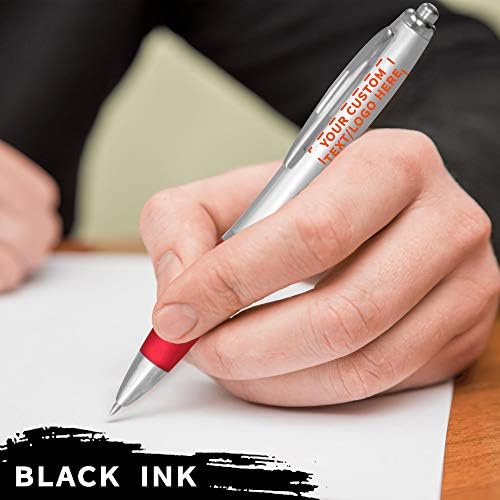 DISCOUNT PROMOS Custom Colored Grip Gel Pens Set of 10, Personalized Bulk Pack - Great for Office, School, Business, Tradeshows, Events - Red