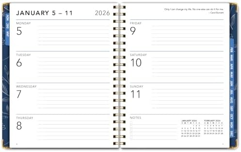LARGE PRINT HARDCOVER 2026 Planner, 8.5"x11": 14 Months (November 2025 - December 2026), Daily Weekly Monthly Planner, Yearly Agenda, Bookmark, Pocket Folder and Sticky Note Set (Blueberry Vines)