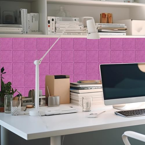 Honoson 12 Pack Felt Bulletin Board Tiles with Safe Adhesive, Purple