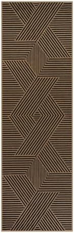Lahome Modern Black and Brown Runner Rug, 2x8 Entryway Runner Rug Non Slip