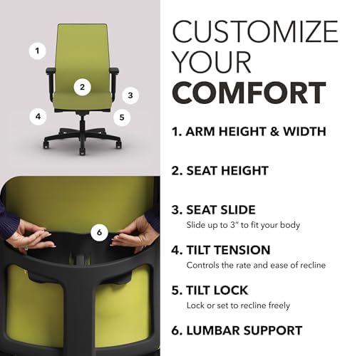 HON Ignition 2.0 Ergonomic Office Chair, Lumbar Support, Desk Chair, Pear