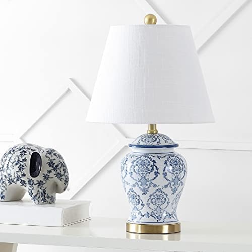 JONATHAN Y Juliana Chinoiserie Ceramic Urn Table Lamp 22.25", Blue/White
