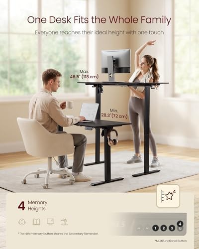 VASAGLE Electric Standing Desk, Height Adjustable, 55.1 x 27.6 Inches