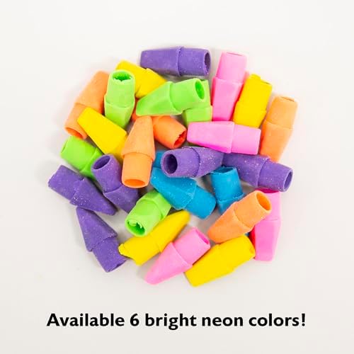 BAZIC Products Neon Pencil-Top Eraser Caps, Latex-Free, PVC-Free, 120 Count