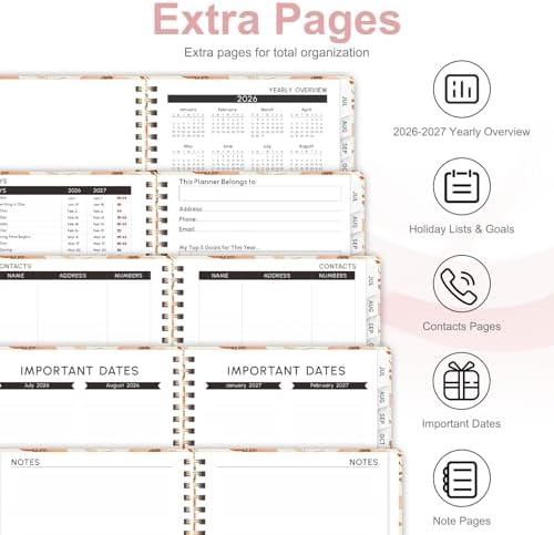Planner 2026-2027, Weekly and Monthly Academic Year Calendar Planner, July 2026 - June 2027, Daily Agenda Book for Office School Supplies, A5(6.3'' x 8.5'')