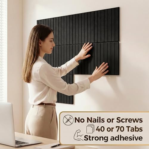 AHEONLAR Felt Bulletin Board 36"x 24", Cork Boards for Walls, 6 Pack Bulletin Board Large Cork Board for Office, Felt Boards with 40 Safe Removable Adhesive Tabs Wall Decor for Home(Black)