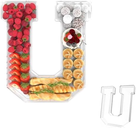 11" Acrylic Letter Charcuterie Tray,Fillable Alphabet & Number Box(Letter U)