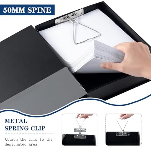 Storage File Boxes, 6 Pack Foldable File Boxes, 50mm Spine, Black