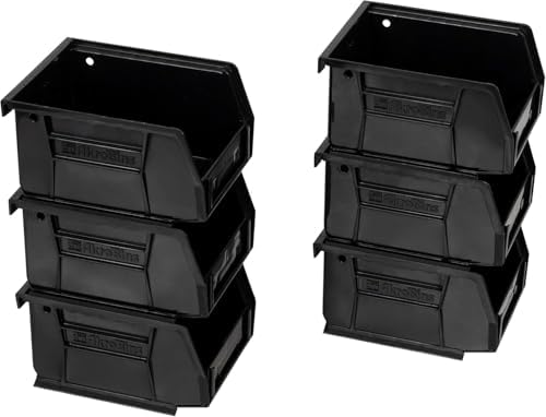 Akro-Mils 30210 AkroBins Plastic Storage Bins, 5"x4"x3", Black, 6-Pack