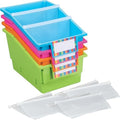 Really Good Stuff Chapter Book Classroom Library Bins with Dividers -4 Pack