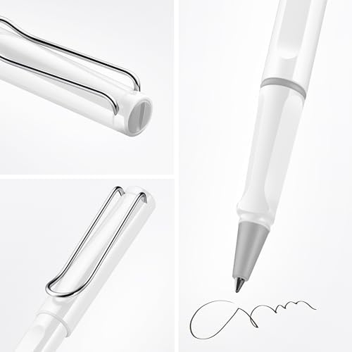 Lamy safari white - Rollerball Pen with ergonomic grip & line width M - for pleasant long writing - made of robust ASA plastic - including rollerball refill M 63 in black