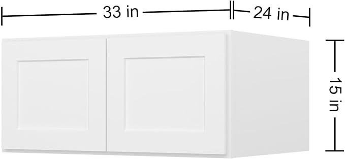 Furinno Shaker Wall Refrigerator Kitchen Cabinet, with 2 Doors, Ready to Assemble, 24 D x 33 W x 15 H, White