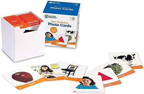 Learning Resources Basic Vocabulary Photo Cards, Vocabulary/Phonics Learning, Educational Games for Kids, 156 Cards, Ages 5+