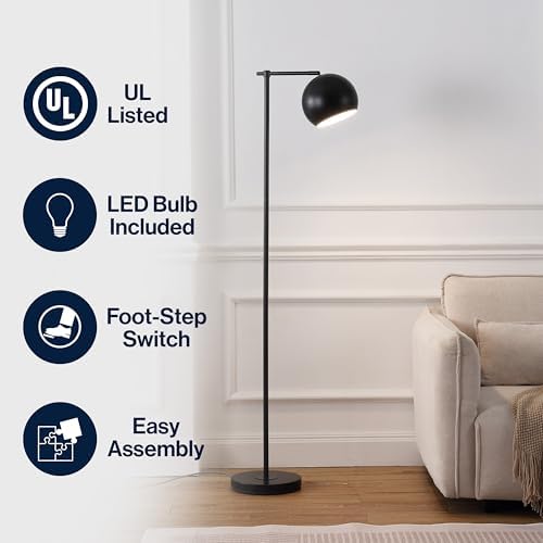 JONATHAN Y Eva Modern Contemporary Floor Lamp 58.5" Metal, Black