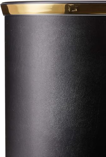 Kraftware Sophisticates Black/Polished Gold Brass Waste Basket with 3/4-Inch Bands and Brass Bumper