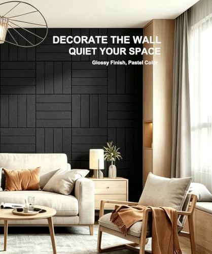 0.47" Thick Felt Wall Tiles 36"x24" Cork Board Alternative 6 Pack 11.81"x11.81"Felt Bulletin Board Pin Board with Removable Adhesive Tape&30 Pushpins for Home Office School(Bold-Black)