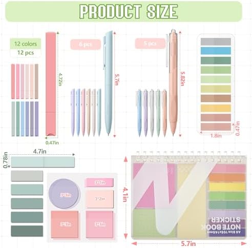 Jutom 41 Pcs Aesthetic Book Annotation Kit with Pencil Bag Bible Journaling Kit Notebook Sticky Note Tab Highlighter Black Ink Pen Page Marker School Office Supplies Christmas Bible Lover Gift(Green)