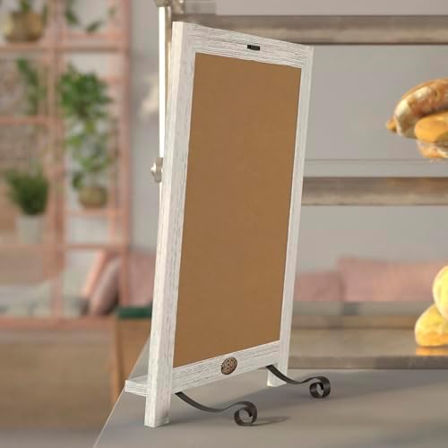 Flash Furniture Magnetic Tabletop Chalkboard Sign, 12" x 17", White Wash