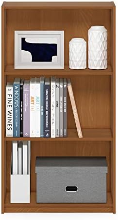 Furinno Basic 3-Tier Book Shelf with Open Shelves, Light Cherry